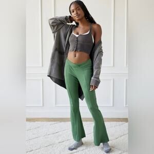 Urban Outfitters Out From Under Lola Green V Front Ribbed Flare Leg Pants Sz.S